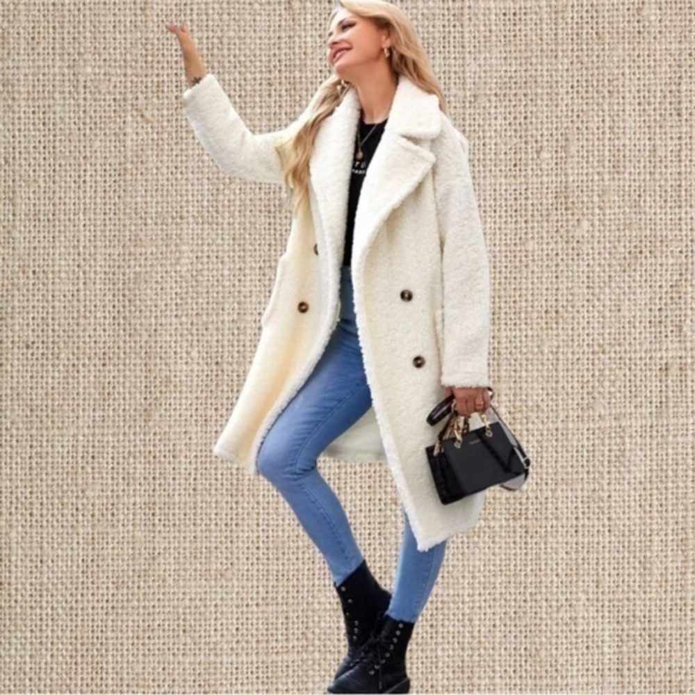 White teddy coat jacket